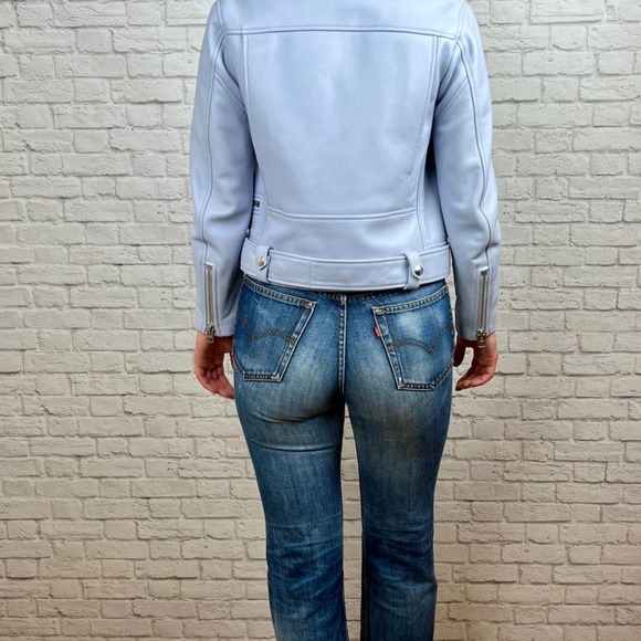 NWOT Acne Studios Mock Leather Jacket in Light Blue/Lavender Sz34 - Picture 3 of 4